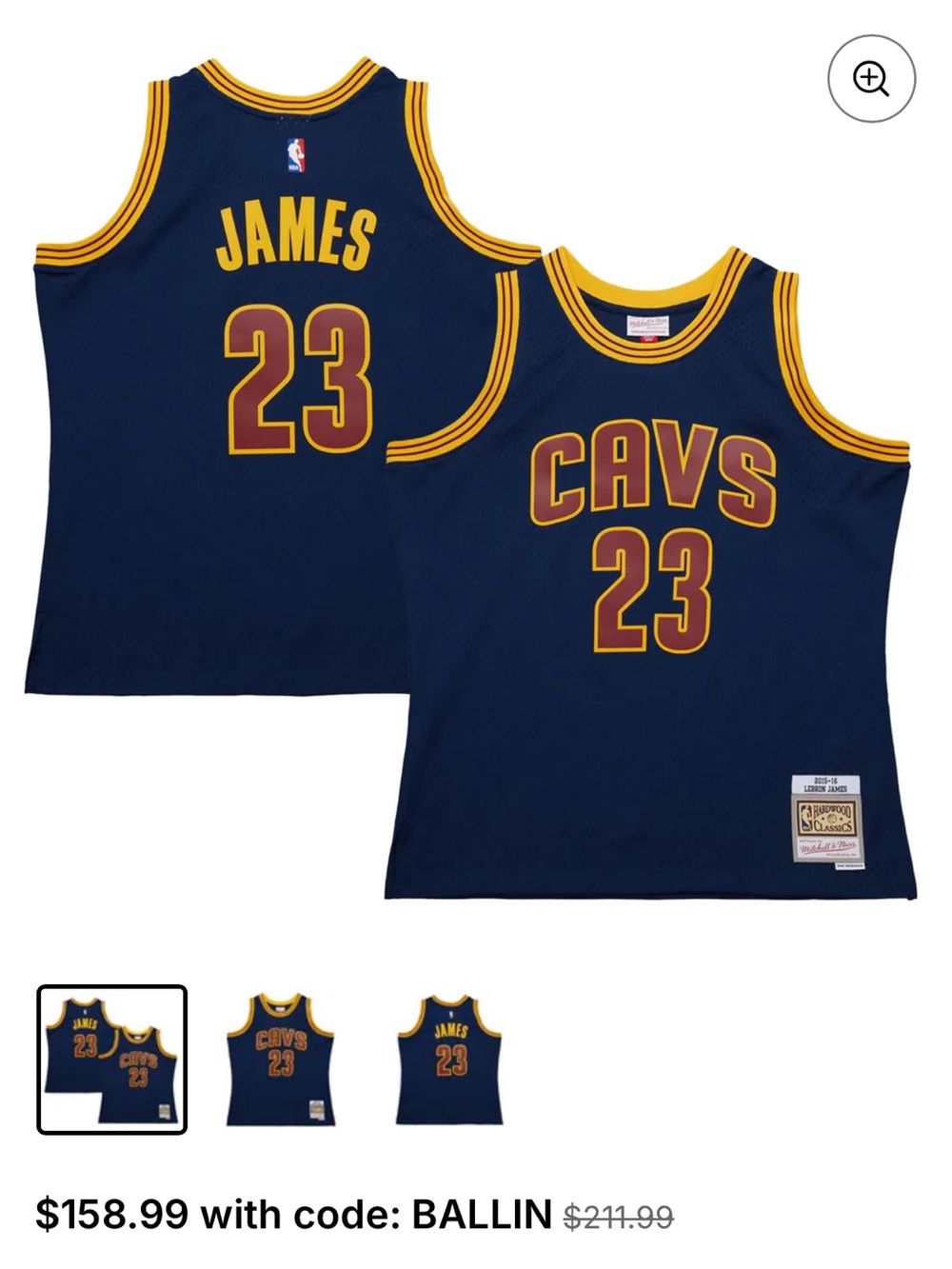 NBA Cavs Navy and Gold #23 James Jersey